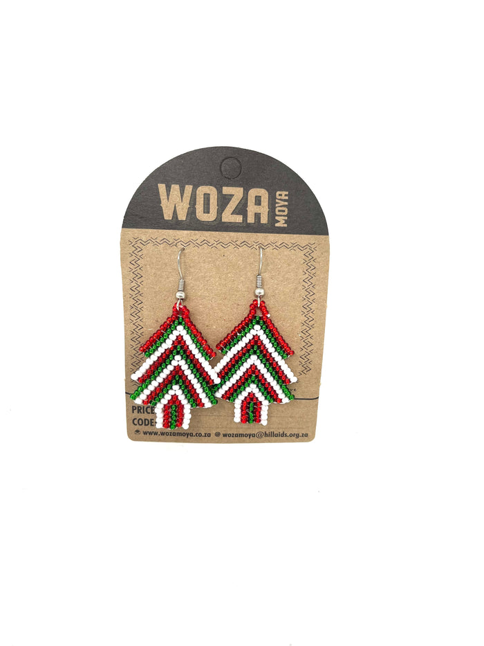 Zulu Beaded Christmas Tree Earrings